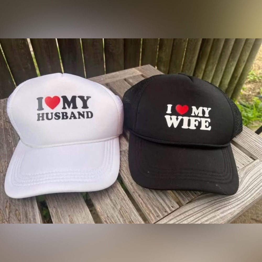 I Love My Husband and Wife Caps